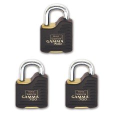 Burg Wachter Brass Gamma Padlock - 55mm Body - 22 x 26mm Shackle - Keyed Alike - Pack of 3