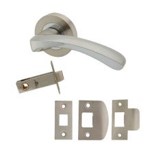 Excel Polished Chrome/Satin Nickel Privacy Door Handles on Round Rose - Ventura Range
