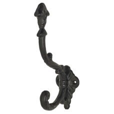 Olde Forge Single Hat & Coat Hook - 180mm Height - Antique Black Iron
