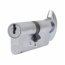 ERA 1 Star 6 Pin Kitemarked 80mm Euro Thumbturn Cylinder - 40mm Turn + 40mm - Satin Chrome