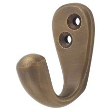 Alexander & Wilks Victorian Single Coat Hook - 44 x 23mm - Antique Brass