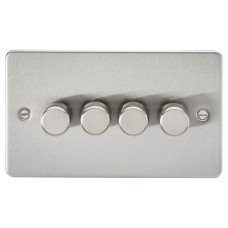 Knightsbridge 5-150W 4 Gang 2 Way Push On/Off Rotary Flat Intelligent LED Dimmer - Brushed Chrome