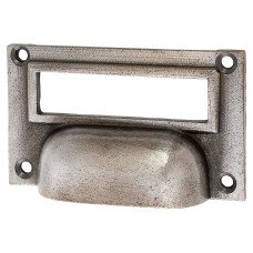 Olde Forge Cabinet Cup Handle - Card Holder - 75mm Centres - Polished Iron