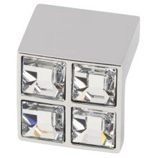 Rimini Crystal Cabinet Finger Pull Handle - 16mm Centres - Polished Chrome