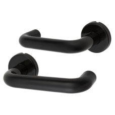 Hoppe AR600/20 Ebony Black Nylon Steel Core Safety Door Handle on Rose - Paris Range 