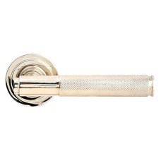 From The Anvil Polished Nickel Knurled Door Handles on Round Art Deco Rose - Brompton Range 