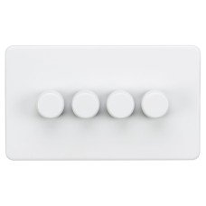 Knightsbridge 5 - 150W 4 Gang 2 Way Push On/Off Rotary Intelligent LED Dimmer Switch - Matt White
