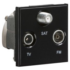 Knightsbridge 1 Gang TV + F type Satellite + FM/DAB Triplexer Euro Module - Black Knightsbridge 1 Gang TV + F type Satellite + FM/DAB Triplexer Euro Module - Black