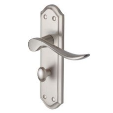 Heritage Brass by M Marcus Satin Nickel Scroll Bathroom Door Handle - Sandown Range - 180 x 48mm