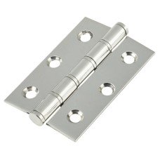 Washered Stainless Steel Butt Door Hinge - 76 x 51 x 2mm - Polished Stainless - Pair