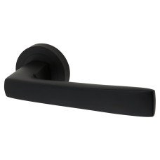 Exel Matt Black Door Handles on Round Rose - Ivy Range 