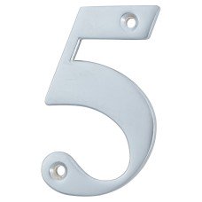 79mm Screw Fix Door Numeral - 5 - Satin Chrome