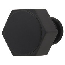 Alexander & Wilks Vesper Hex Cabinet Knob - 33mm Diameter - Matt Black