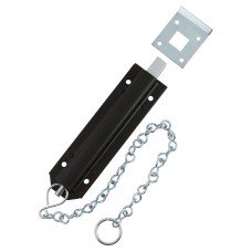 Garage Sprung Chain Bolt - 195mm Length - Black Japanned