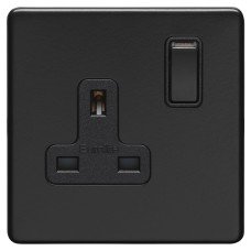 Eurolite Concealed 13A 1 Gang Screwless Flat Plate DP Switched Socket - Matt Black/Black Eurolite Concealed 13A 1 Gang Screwless Flat Plate DP Switched Socket - Matt Black/Black