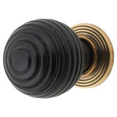 From The Anvil Beehive Ball Cabinet Knob - 35mm Diameter - Ebony - Antique Brass Rose From The Anvil Beehive Ball Cabinet Knob - 35mm Diameter - Ebony - Antique Brass Rose