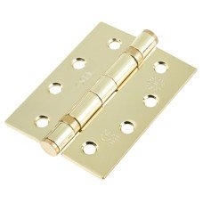 Jedo Twin Ball Bearing Steel Grade 11 Butt Fire Door Hinge - 102 x 76 x 2.7mm - Pol Brass - Pair