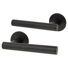 Jigtech Matt Black Door Handles on Round Slim Rose - Schema Vinklad Range Jigtech Matt Black Door Handles on Round Slim Rose - Schema Vinklad Range