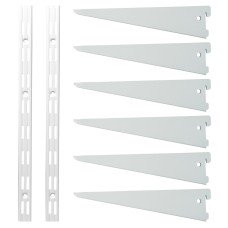 Exel Twin Slot Shelving Kit - 2 x 500mm Shelf Wall Uprights & 6 x 370mm Shelf Brackets - White
