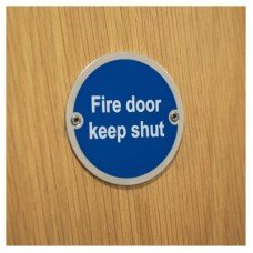 Exel Fire Door Keep Shut Door Sign - 75mm Diameter - Satin Stainless Steel