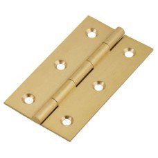 Solid Drawn Butt Cabinet Hinge - 64 x 35 x 1.45mm - Satin Brass - Pair