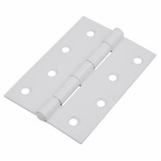 Steel Butt Door Hinge - 100 x 72mm - White - Pair