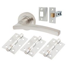 Serozzetta by Carlisle Brass Tavira Latch Door Handle on Rose Ultimate Door Kit - Satin Nickel