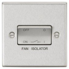 Knightsbridge 10A 1 Gang Square Edge Triple Pole Fan Isolator Switch - Brushed Chrome