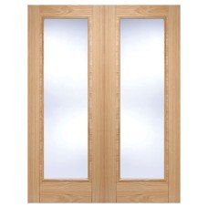 LPD Vancouver Clear Glazed Pre-Finished Internal French Doors - 1981 x 1067 x 40mm - Oak 
