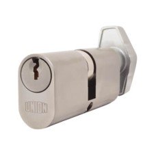 UNION J2X13 Pattern 5 Pin 74mm Oval Thumbturn Cylinder - 37mm Turn + 37mm - Satin Chrome