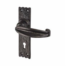 Elan Metalized Antique Black Iron Tudor Keyhole Lock Door Handle - 152 x 38mm