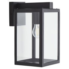 Forum Zink Hestia Glass Panel Outdoor Wall Lantern Light - IP44 - Black