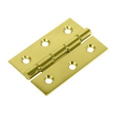 Double Phosphor Bronze Washered Butt Door Hinge - 100 x 67 x 2.5mm - Polished Brass - Pair