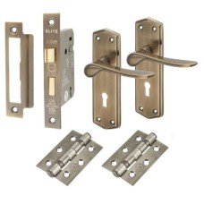 Exel Rome 3 Lever Sashlock Door Handle Kit - Antique Brass Exel Rome 3 Lever Sashlock Door Handle Kit - Antique Brass