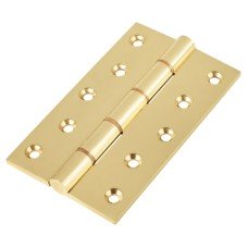 Double Phosphor Bronze Washered Butt Door Hinge - 127 x 75 x 4mm - Polished Brass - Pair