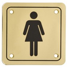 Ladies Square Toilet Door Sign - 95 x 95mm - Brass Plated