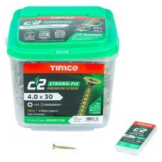 TIMCO C2 Strong-Fix Pozi Double Countersunk Twin-Cut Wood Screws Tub - 4.0 x 30mm - Pack of 1500