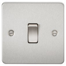Knightsbridge 10AX 1 Gang Flat Plate Intermediate Light Switch - Brushed Chrome