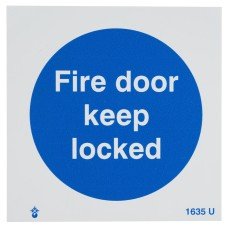 Exel Fire Door Keep Locked Door Sign - 100 x 100mm - Rigid Plastic