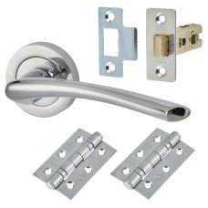 Exel Rimini Latch Door Handle on Rose Kit - Polished Chrome Exel Rimini Latch Door Handle on Rose Kit - Polished Chrome