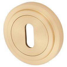 Burlington BUR60 by Frelan Escutcheon with Stepped Rose - 53mm Diameter - Keyhole - Satin Brass