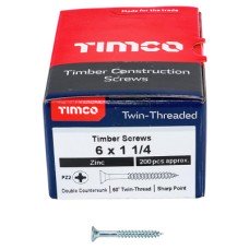 TIMCO Twin Threaded Pozi Countersunk Wood Screws - 6 x 1 1/4 TIMCO Twin Threaded Pozi Countersunk Wood Screws - 6 x 1 1/4