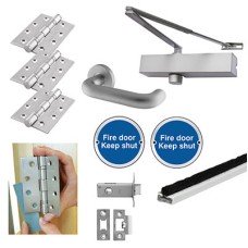 Medium Duty Latch Door Handle on Rose Fire Door Kit - Power Size 2-4 - Aluminium Medium Duty Latch Door Handle on Rose Fire Door Kit - Power Size 2-4 - Aluminium