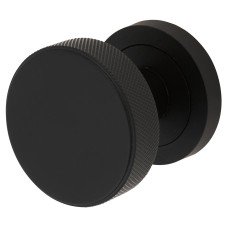 Exel Knurled Mortice Door Knob - 52mm Rose Diameter - Matt Black 