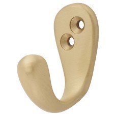 Alexander & Wilks Victorian Single Coat Hook - 44 x 23mm - Satin Brass