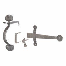 Olde Forge XL Medium Bean Thumb Latch Set - 75mm Door Thickness - Pewter