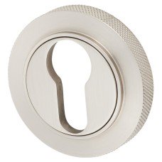 Burlington BUR61 by Frelan Escutcheon with Knurled Rose - 53mm Diameter - Euro - Satin Nickel