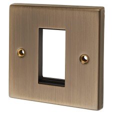 Knightsbridge 1 Gang 1 Module Euro Faceplate - Antique Brass