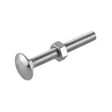 Carriage / Coach Bolt with Nut - M10 x 65mm - Zinc Plated - Pack of 5
