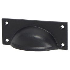 Olde Forge Square Cabinet Cup Handle - 84mm Centres - Black Iron